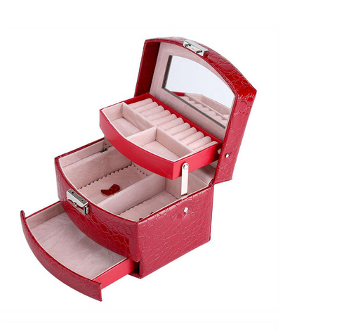 3 Layers Jewelry Boxes And Packaging Leather Makeup Organizer Storage Box Container Case Gift Box Women Cosmetic Casket