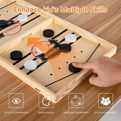 Fast Sling Puck Game,Wooden Hockey Game,Super Foosball Table,Desktop Battle Parent-Child Interaction Winner Slingshot Game,Adults And Kids Family Game Toys