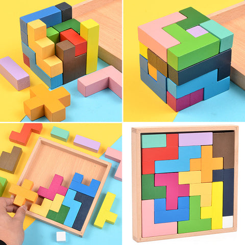 Wooden Magnetic Blocks Kids Toys Russian 3D Puzzle